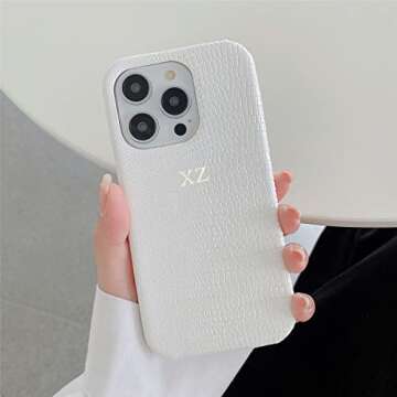 ZIPULIS Personalise Gold Silver Initial Letters Leather Case for iPhone 14 Promax 13 Pro Xs Max 12 1...