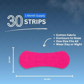 Actually Modern Inhale Nasal Strips for Sleeping - Nose Tapes for Breathing - Anti Snoring Solution & Nasal Congestion Relief Nasal Tape - Universal Fit, Extra Strength for Sensitive Skin (Pink)