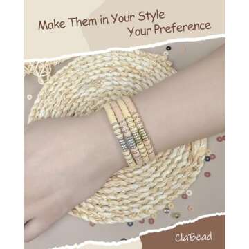 ClaBead Bracelet Making Kit 3200Pcs, Clay Beads Bracelet Kit with Gold Beads and Sliver Beads, Swift Friendship Beads Bracelet Kit for Bracelets Making (Earth Tone)