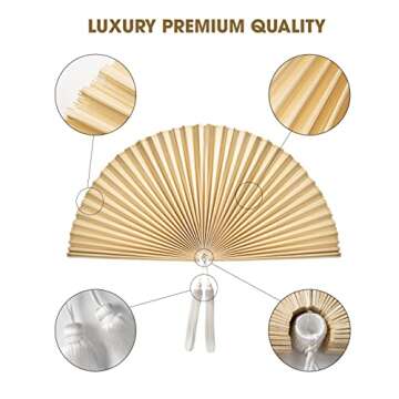 KOLWOVEN Rustic Fan Wall Decor - Over Bed Wall Decor - Bedroom Wall Decor Above Bed - Giant Bamboo Fan- Wall Pediment - Beautiful Wall Art for Home Decoration (Extra Large 47''x24'', Ivory)