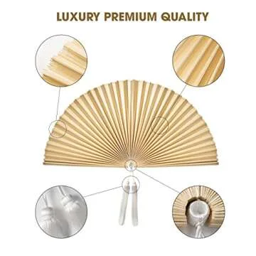 KOLWOVEN Rustic Fan Wall Decor - Over Bed Wall Decor - Bedroom Wall Decor Above Bed - Giant Bamboo Fan- Wall Pediment - Beautiful Wall Art for Home Decoration (Extra Large 47''x24'', Ivory)