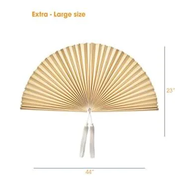 KOLWOVEN Rustic Fan Wall Decor - Over Bed Wall Decor - Bedroom Wall Decor Above Bed - Giant Bamboo Fan- Wall Pediment - Beautiful Wall Art for Home Decoration (Extra Large 47''x24'', Ivory)