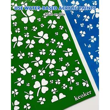 KEOKER Silk Screen for Polymer Clay with Rubber Squeegee, Floral Silk Screen Stencils for Polymer Clay, Rose Printing on Clay & Other Jewelry Clay Earrings Decoration, Each 6" X 3.8" (6PCS)