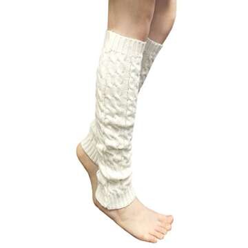 Wrapables Ribbed Cable Knit Leg Warmers for Women