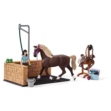 Schleich Horse Club Wash Stall Playset - Fun Horse Toy for Kids 5-12 Years