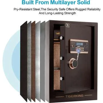 TIGERKING Digital Security Safe with Key Lock & Password