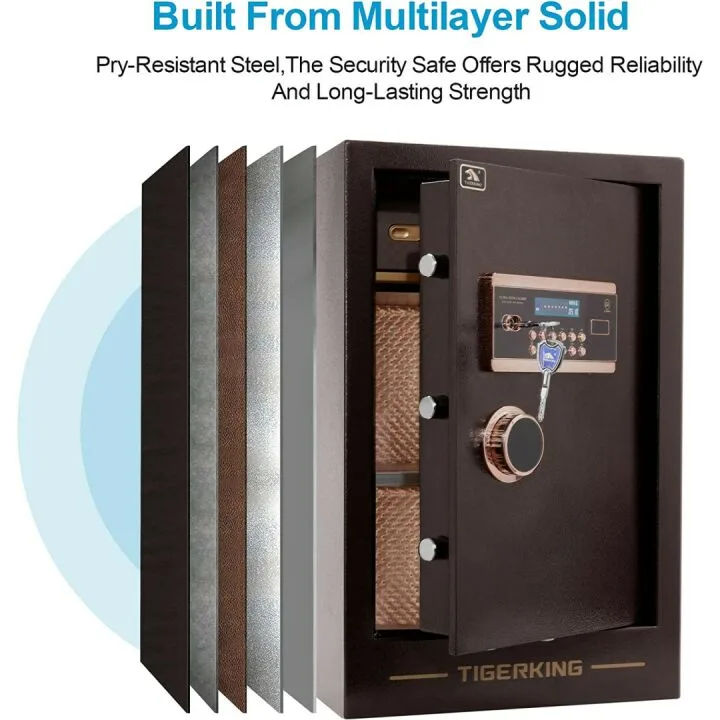 TIGERKING Digital Security Safe with Key Lock & Password