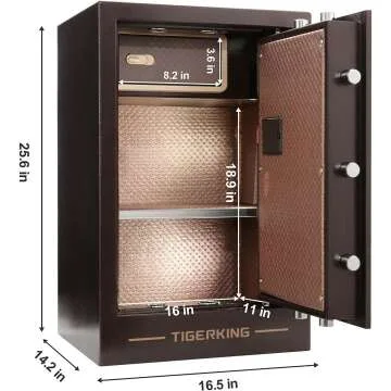 TIGERKING Digital Security Safe with Key Lock & Password