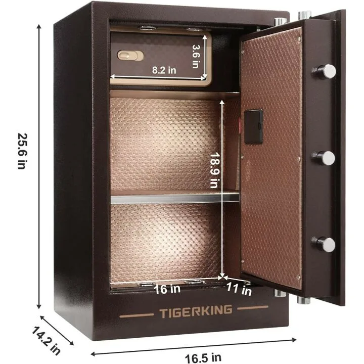 TIGERKING Digital Security Safe with Key Lock & Password