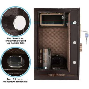TIGERKING Digital Security Safe with Key Lock & Password