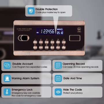 TIGERKING Digital Security Safe with Key Lock & Password