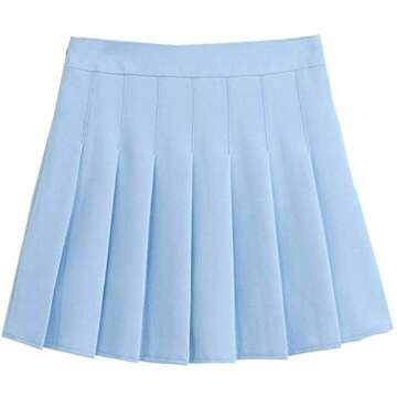 Girls Women High Waisted Plain Pleated Skirt Skater Tennis School Uniforms A-line Mini Skirt Lining ...