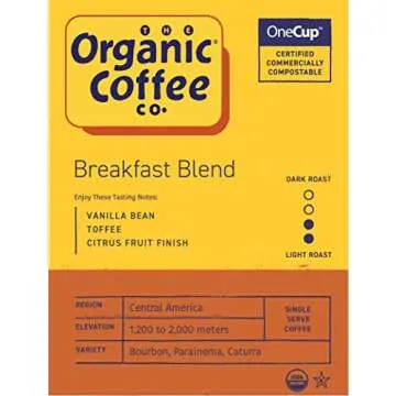 The Organic Coffee Co. Compostable Coffee Pods - Breakfast Blend (36 Ct) K Cup Compatible including Keurig 2.0, Medium Roast, USDA Organic