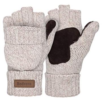 Bodvera Fingerless Wool Gloves for Winter Warmth