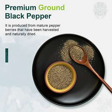 Soeos Table Ground Black Pepper, 18 oz (510g) Non-GMO, Freshly Peppercorn Powder Bulk, Packed to Keep Peppers Fresh, Ready to Use Peppercorns for Refill, Regular