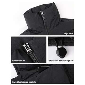Athlisan Womens Cropped Puffer Vest Zip Up Stand Collar Sleeveless Padded Crop Vests(Black-S)