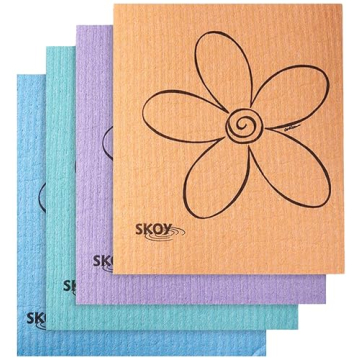 Skoy Cloth, 4-pack Versatile Swedish Dishcloths for Kitchen and Household Use, Reusable Cleaning Clo...