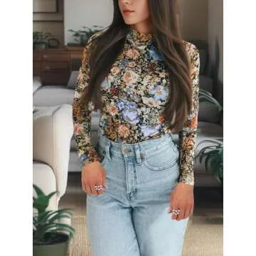 Stylish BemorRun Floral Mesh Long Sleeve Top for Women