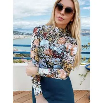 Stylish BemorRun Floral Mesh Long Sleeve Top for Women