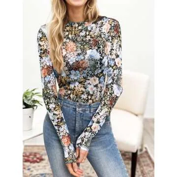 Stylish BemorRun Floral Mesh Long Sleeve Top for Women