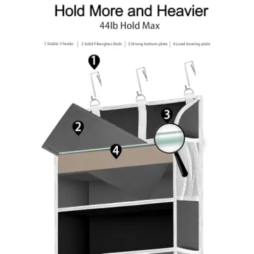 TAHAVICE Over the Door Organizer with 5 Pockets for All Storage Needs