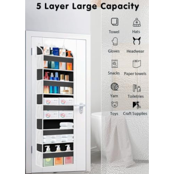 TAHAVICE Over the Door Organizer with 5 Pockets for All Storage Needs