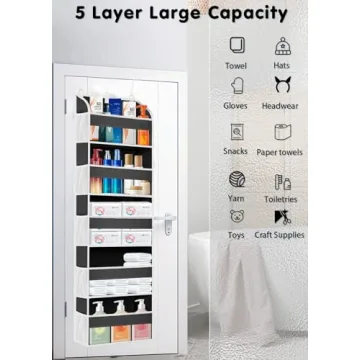 TAHAVICE Over the Door Organizer with 5 Pockets for All Storage Needs