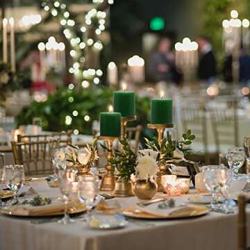 Amusaer 3x4 Inch Pillar Candles 6 Packs Unscented Dripless Smokeless Green Candles for Home, Party (45 Hours), 3x4 Inch (Pack of 6)