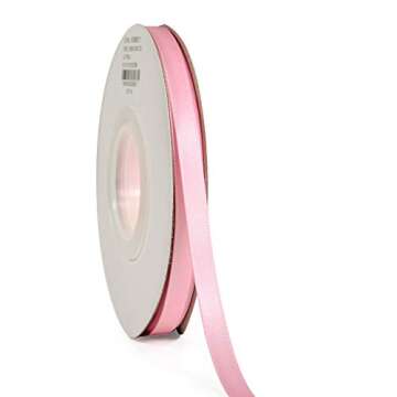 YAMA Light Pink Double Faced Satin Ribbon, 1/4 Inch 25 Yards, Great for Gift Wrapping Crafts Bows Wedding Party Decoration