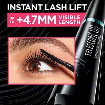 L’Oréal Paris Telescopic Lift Mascara, Lengthening and Volumizing Eye Makeup, Lash Lift with Up to 36HR Wear, Waterproof, Black, 0.33 Fl Oz