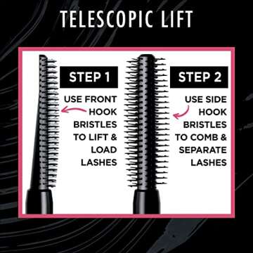 L’Oréal Paris Telescopic Lift Mascara, Lengthening and Volumizing Eye Makeup, Lash Lift with Up to 36HR Wear, Waterproof, Black, 0.33 Fl Oz