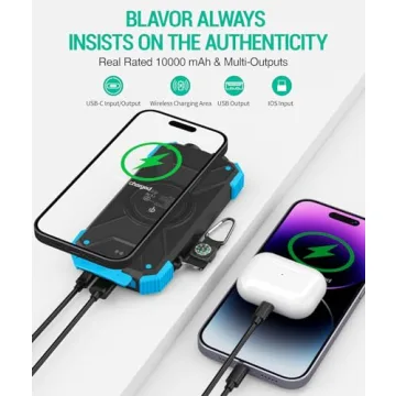 BLAVOR 10,000mAh Solar Power Bank Charger for Outdoor Use