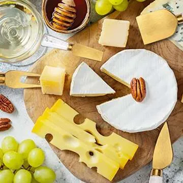 Funland 14 PCs Gold Cheese Knife Set, Marble Cheese Spreaders Knife Butter Slicer with Mini Serving Tongs Spoons and Fruit Forks for Charcuterie Board Accessories