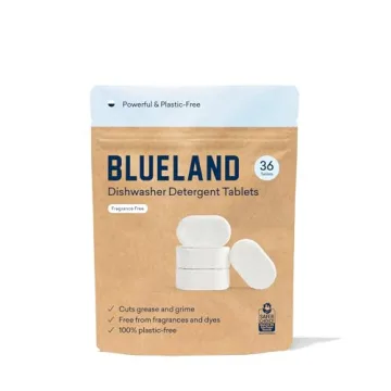 BLUELAND Dishwasher Detergent Tablets, 36 Count, Unscented Plastic-Free Eco Friendly Dishwashing Pod...