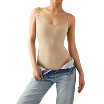 SUUKSESS Women Sexy Square Neck Thong Bodysuit