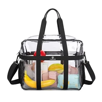 Clear Tote Bag - See Through Transparent Stadium Approved Heavy Duty Purse for Concerts, Work, Schoo...