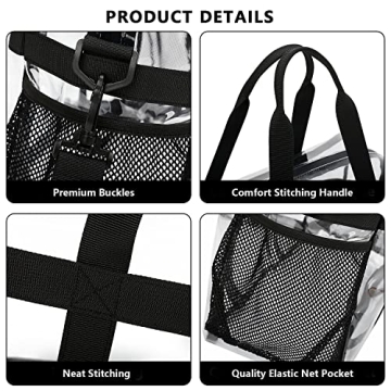 Durable Clear Tote Bag for Stadiums Work and School
