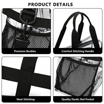 Durable Clear Tote Bag for Stadiums Work and School
