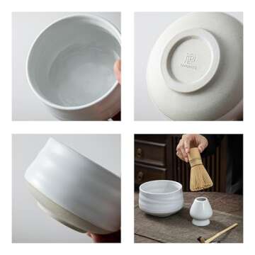 TEANAGOO 7 Pcs Matcha Whisk Set, Matcha Set for Ceremony, Ceramic Matcha Kit, Matcha Tea Set for Making Breakfast/Matcha Latte, Gift for Matcha Lover, Matcha Whisk and Bowl with All Accessories