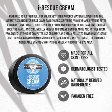 Game Face Grooming i-Rescue Cream | Eye Moisturizer for All Day Use