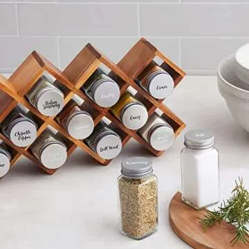 Talented Kitchen 300 Preprinted Black & White Cursive Font Spice Jar Labels - Clear Spice Labels for Seasoning, Herbs & Kitchen Rack Organization,