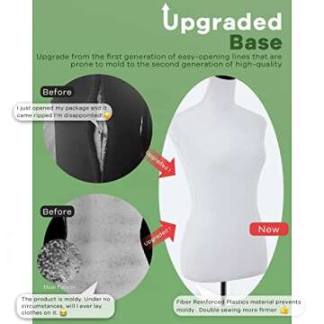 HCY Mannequin,Dress Form Female Mannequin Torso Adjustable 59-67 Inch Upgraded Manican Body Stand fo...