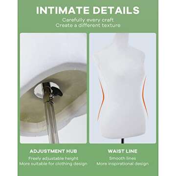 HCY Mannequin,Dress Form Female Mannequin Torso Adjustable 59-67 Inch Upgraded Manican Body Stand for Displays Women Sewing Tripod Stand (White)