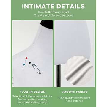 HCY Mannequin,Dress Form Female Mannequin Torso Adjustable 59-67 Inch Upgraded Manican Body Stand for Displays Women Sewing Tripod Stand (White)