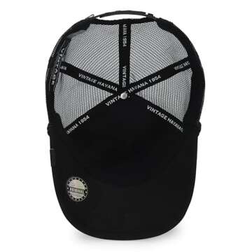 VINTAGE HAVANA Black Trucker Hats Women White Pearl Embellished Star & Rope | Mesh Adjustable Snapback Hat | Men Women Baseball Cap