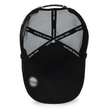 VINTAGE HAVANA Black Trucker Hats Women White Pearl Embellished Star & Rope | Mesh Adjustable Snapback Hat | Men Women Baseball Cap