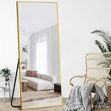 MAYEERTY Full Length Mirror 64"x21" Floor Mirror with Stand Standing Mirror Large Mirror for Bedroom...