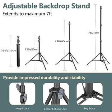 Aureday Backdrop Stand, 10x7 Ft Adjustable Photo Backdrop Stand Kit with 4 Crossbars, 6 Background C...