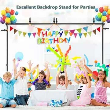 Aureday Backdrop Stand, 10x7 Ft Adjustable Photo Backdrop Stand Kit with 4 Crossbars, 6 Background Clamps, 2 Sandbags, and Carrying Bag for Parties/Wedding/Photography/Festival Decoration
