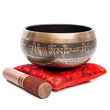 Tibetan Singing Bowl Set Authentic – Handmade in Nepal Sound & Meditation Bowl – Stress Relief T...
